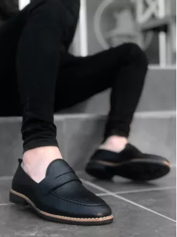 Mocasini barbati negri, tapla subtire, piele eco, comozi 12220 N1–1